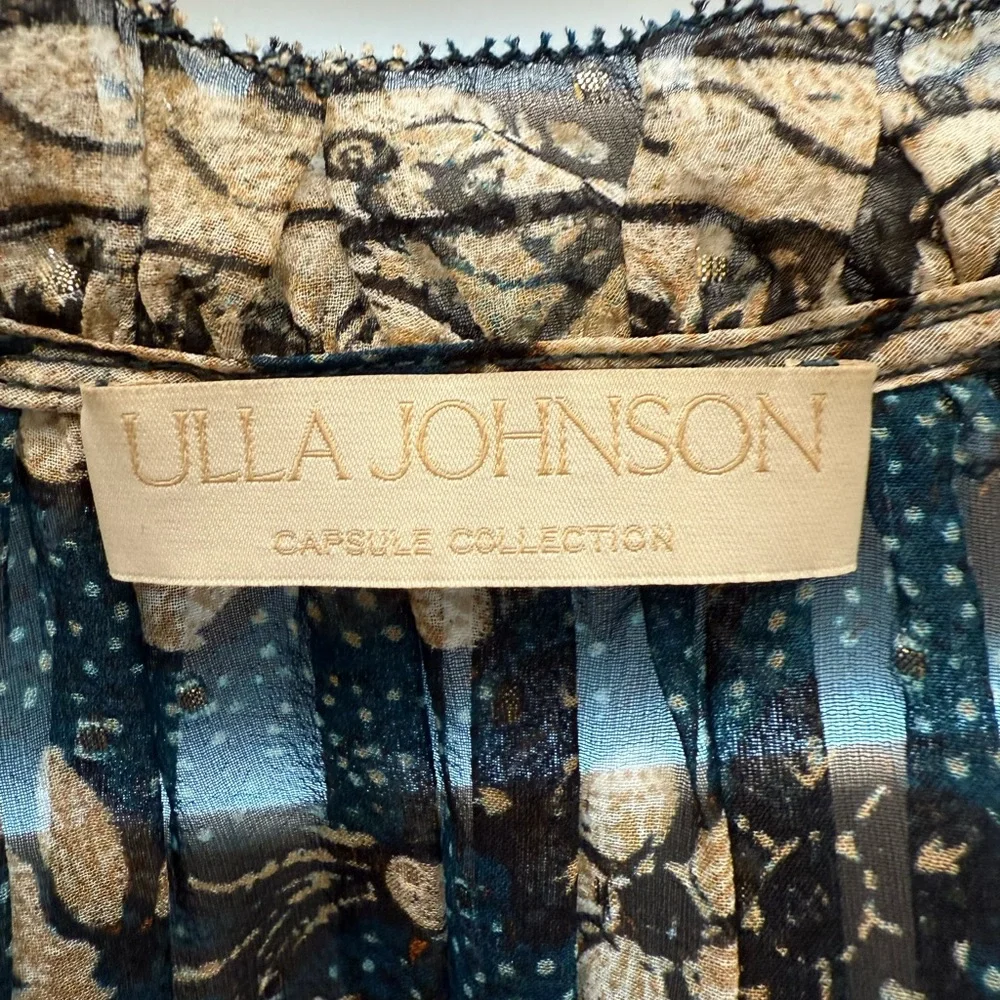 Ulla Johnson Blue and Cream Floral Blouse - Picture 2 of 3